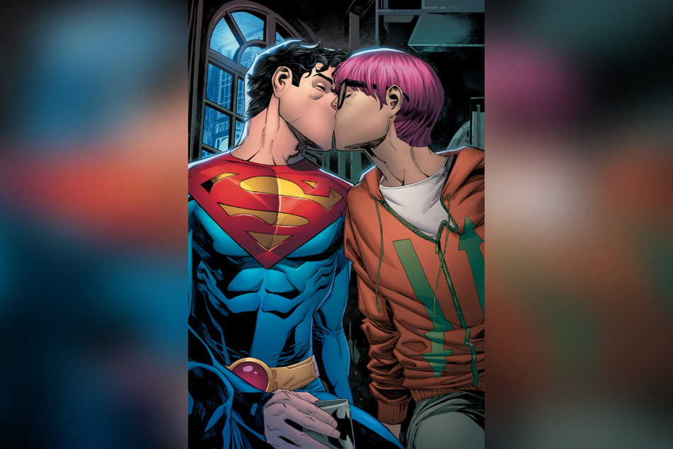 Superman kisses reporter Jay Nakamura in the upcoming issue Superman: Son of Kal-El, coming out November 9.
