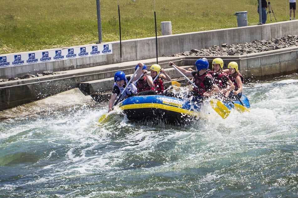 Richtig Action gibt's beim Wildwasserrafting im Kanupark Markkleeberg.
