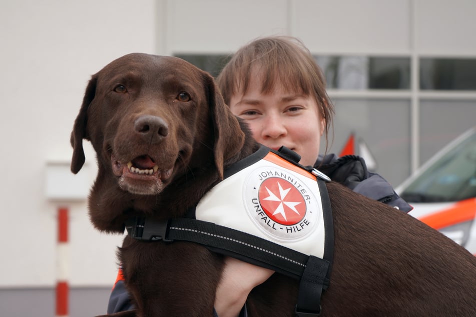 Kristin Stäudel (29), die Leiterin der Johanniter-Rettungshundestaffel Dresden, geht gemeinsam mit Labrador Bali (9) auf Rettungseinsätze.