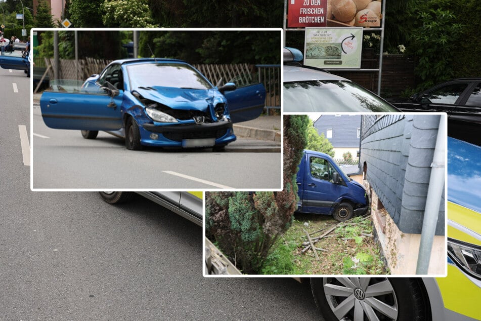 Peugeot-Fahrer rast Polizei davon, kracht gegen Transporter und flüchtet zu Fuß