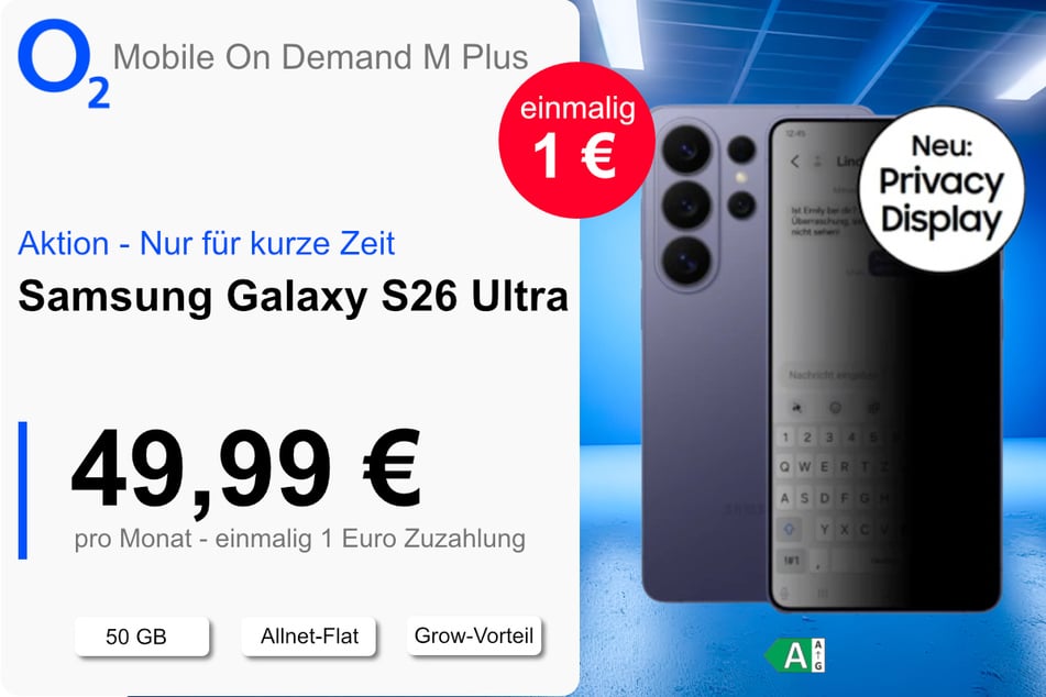 Das Samsung Galaxy S26 Ultra für einmalig nur 1 Euro bei o2.
