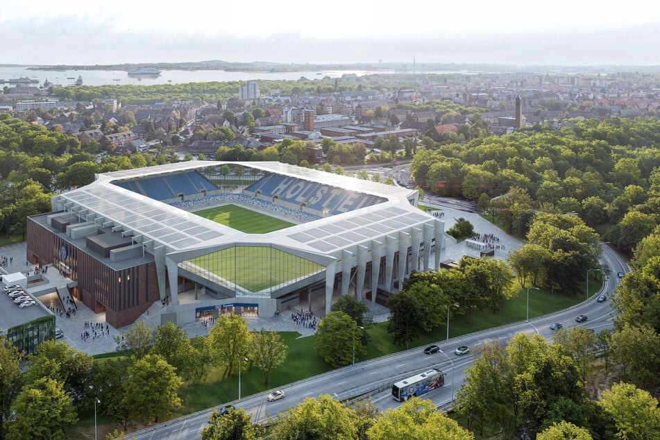 So soll das neue Holstein-Stadion aus der Vogelperspektive aussehen.