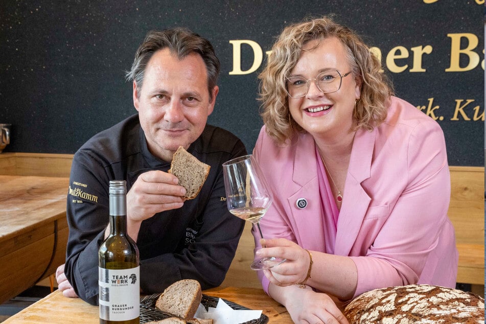 Brotsommelier Tino Gierig (56) und Winzerin Maria Lehmann (36) freuen sich auf die Weinmesse "Baden-Württemberg Classics".