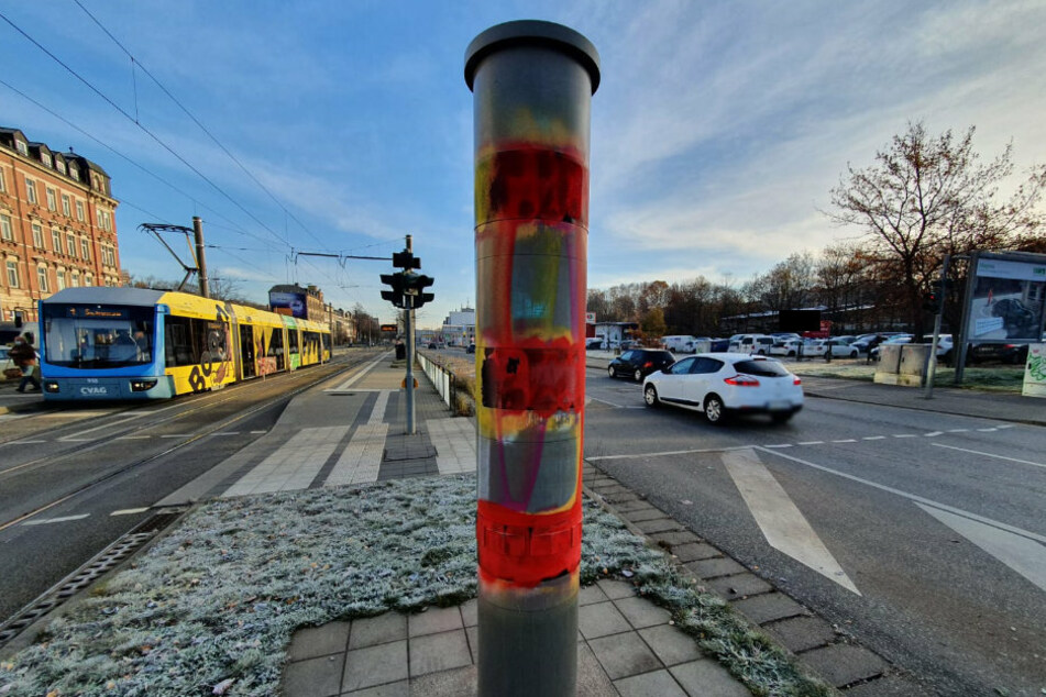 Erneut wurde der Blitzer an der Zwickauer Straße besprüht.