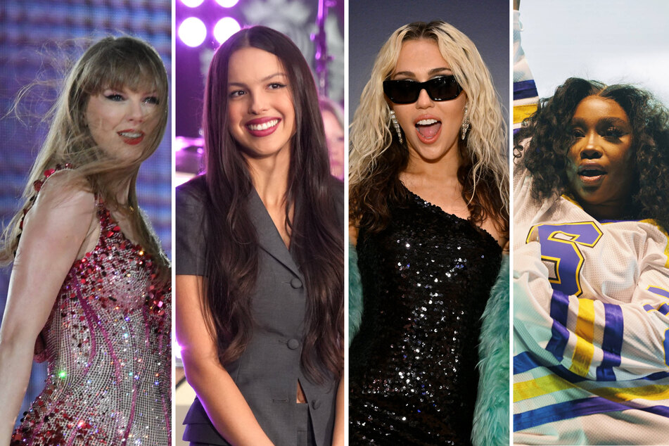 (From l to r) Taylor Swift, Olivia Rodrigo, Miley Cyrus, and SZA lead the pack of the 2024 Grammy Award nominations.