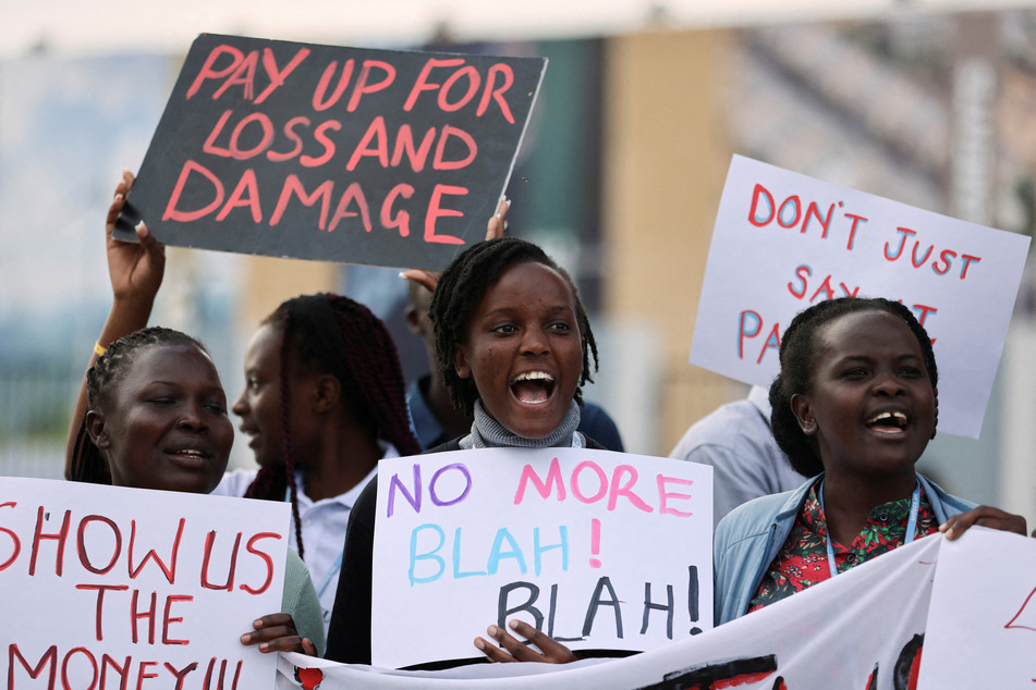 Climate activists take part in a protest during the COP27 summit in Sharm el-Sheikh, Egypt.