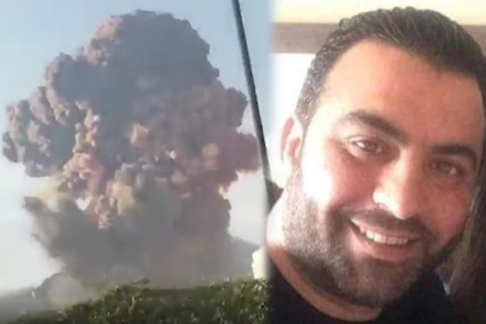 Die Ammoniumnitrat-Explosion am Hafen von Beirut hat Amin al-Zahed aufs Meer hinausgeschleudert. Erstaunlicherweise hat er dort trotzdem länger als einen Tag überlebt. (Bildmontage)
