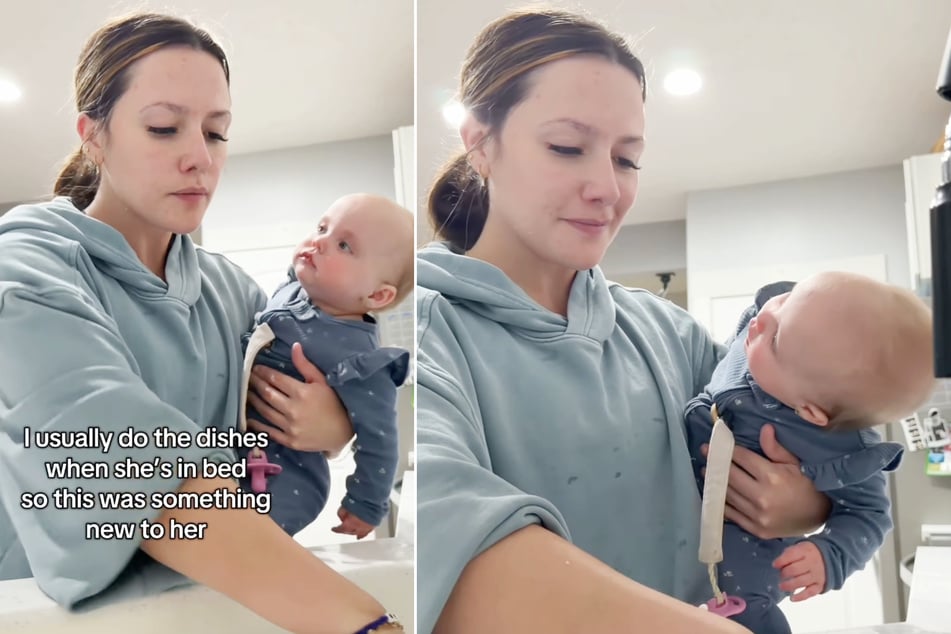 Desetiměsíční dítě se stále u své matky ujišťovalo, že je vše v pořádku.