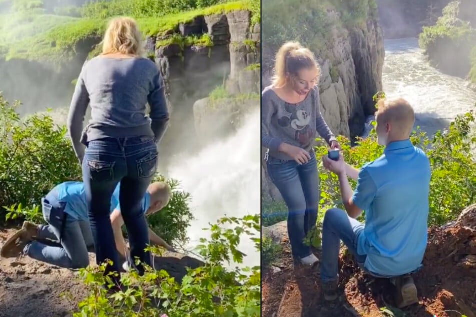 Down the drain: man plays a risky prank during marriage proposal