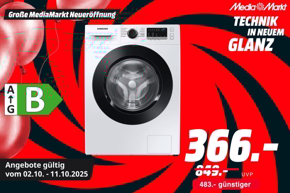 Samsung-Waschmaschine WW8ET4048CE/EG für 366 statt 849 Euro.