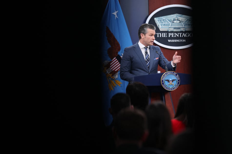 Defense Secretary Pete Hegseth speaks on the Iran war during a press briefing at the Pentagon on March 19, 2026.