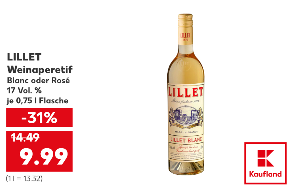 LILLET Weinaperetif für nur 9,99 Euro.