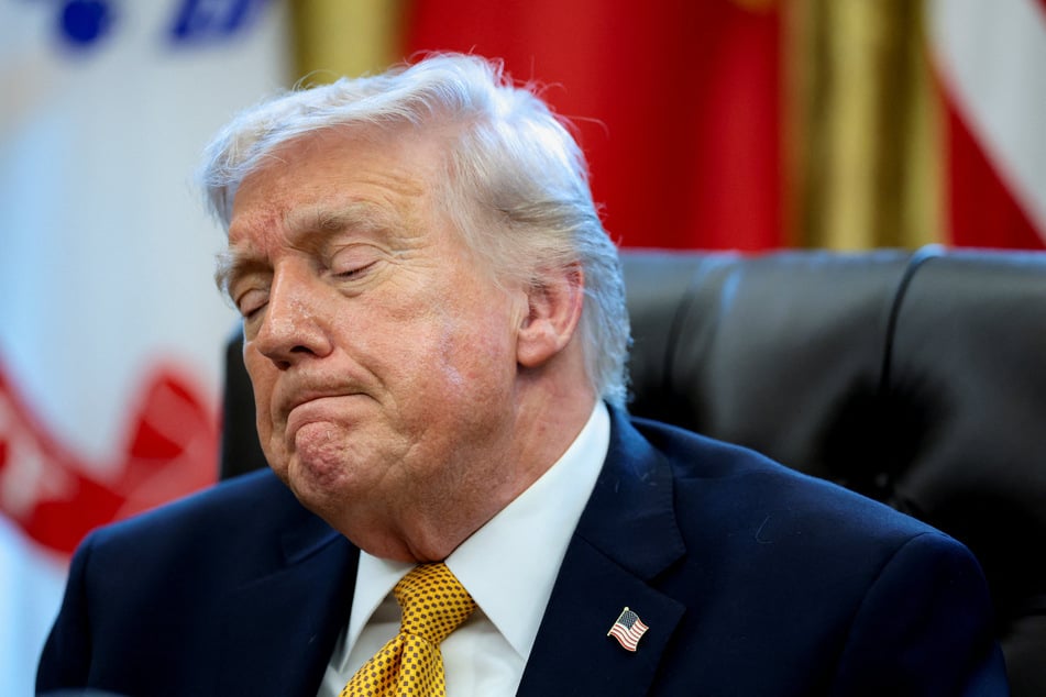 President Donald Trump takes questions from reporters in the Oval Office of the White House on March 16, 2026.