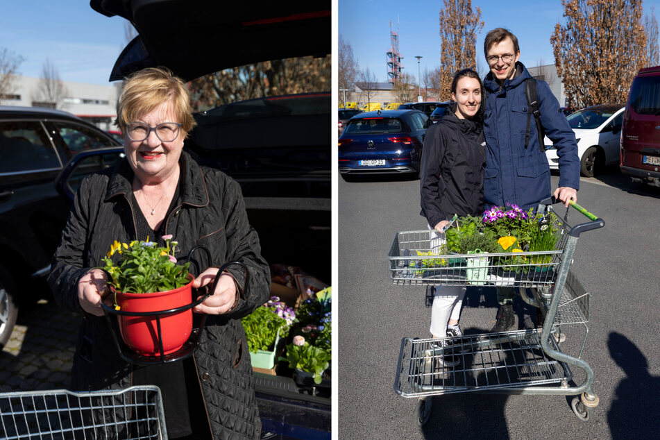 Während Ingeborg Doberenz (69, l.) sich und ihrem Onkel mit Frühlingsblumen eine Freude macht, planen Klara (22) und Johannes (26) eine Grillparty mit Freunden.