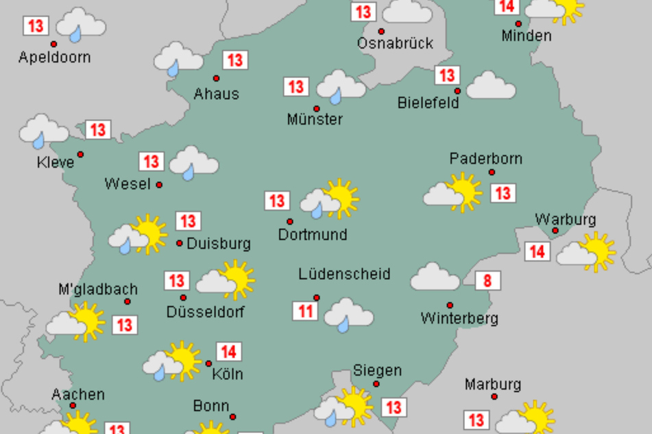In NRW wird das Wetter am Dienstag durchwachsen. Während sich die Sonne eher selten blicken lässt, sind im Tagesverlauf immer wieder Regenschauer möglich.