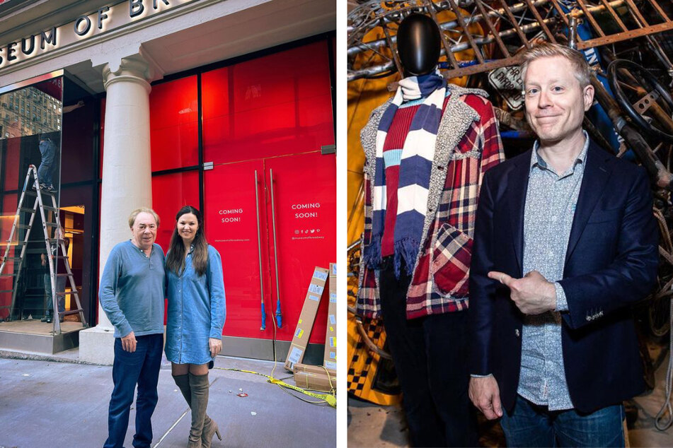 The Museum of Broadway has already shared visits from some iconic guests, including composer Andrew Lloyd Webber (l.) with museum co-founder Julie Boardman, and actor Anthony Rapp (r.) checking out his old Rent costume.