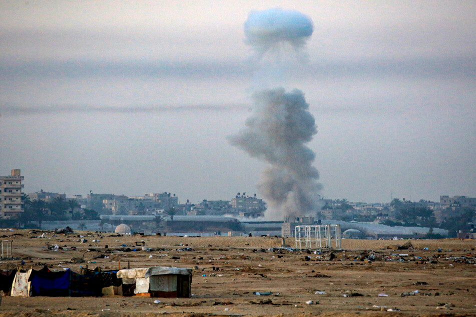 Smoke billows following Israeli bombardment in Rafah in the southern Gaza Strip on Friday.