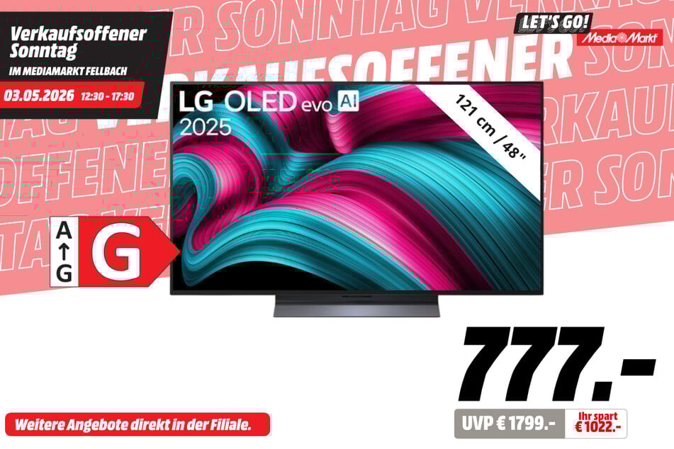 48-Zoll LG-Fernseher OLED48C57LA für 777 statt 1.799 Euro.
