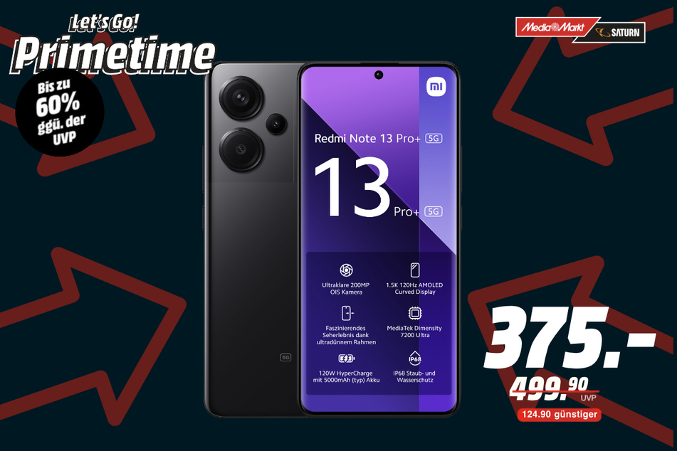 Xiaomi Redmi Note 13 Pro+ für 375 statt 499,99 Euro.