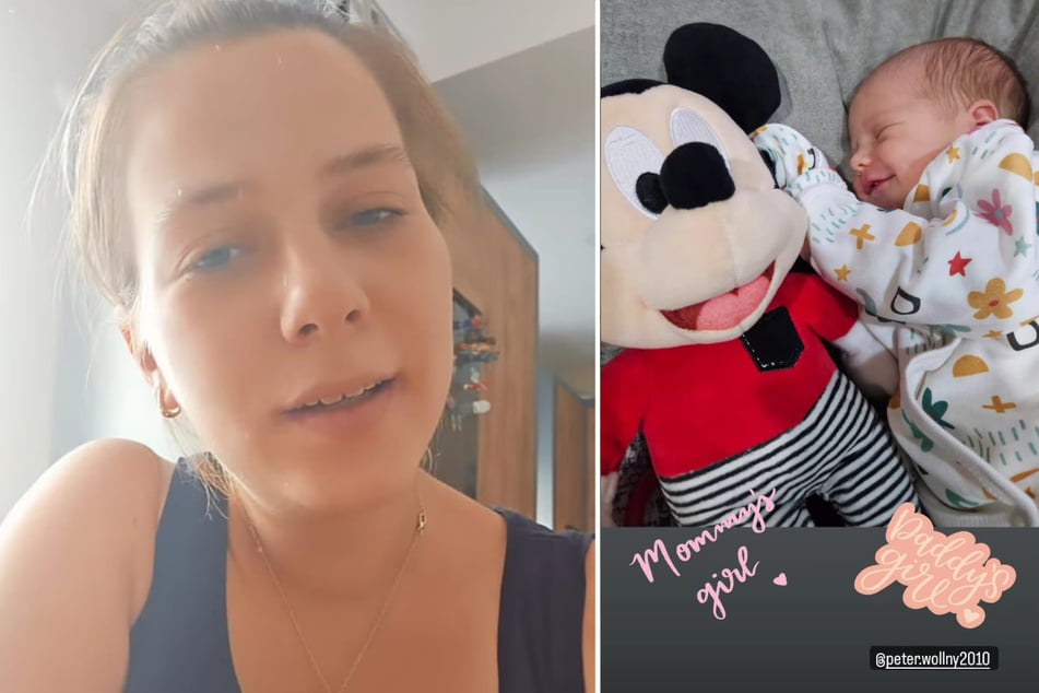 Sarafina Wollny (28) zeigt ihre wenige Tage alte Tochter in einer Instagram-Story.