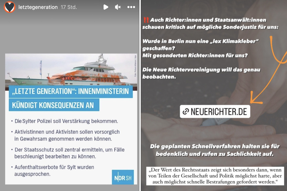 Die "Letzte Generation" meldete sich auf Instagram zu dem Vorhaben in Schleswig-Holstein zu Wort.