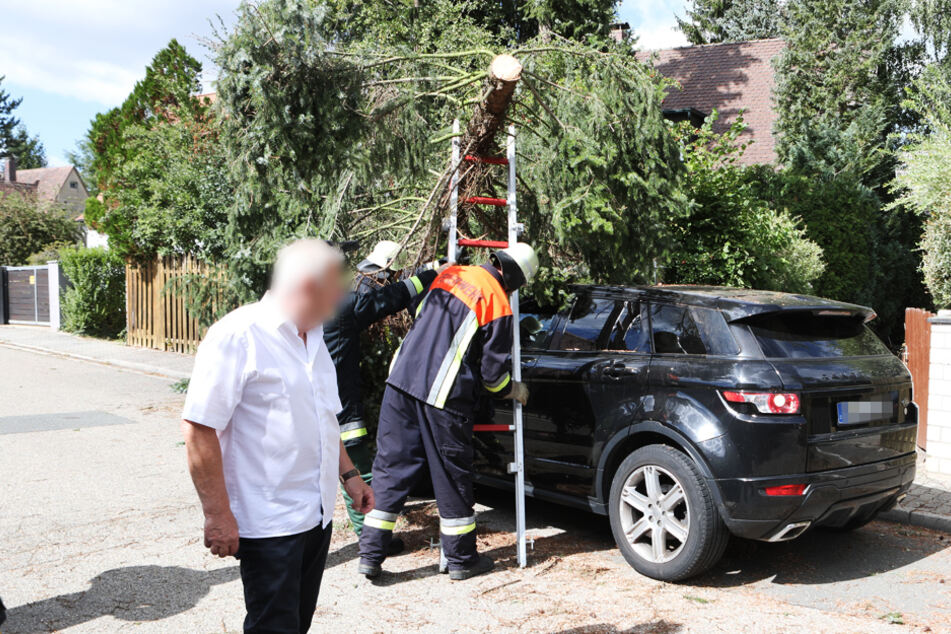 In Mittelfranken wurde ein Land Rover von einem Baum getroffen.