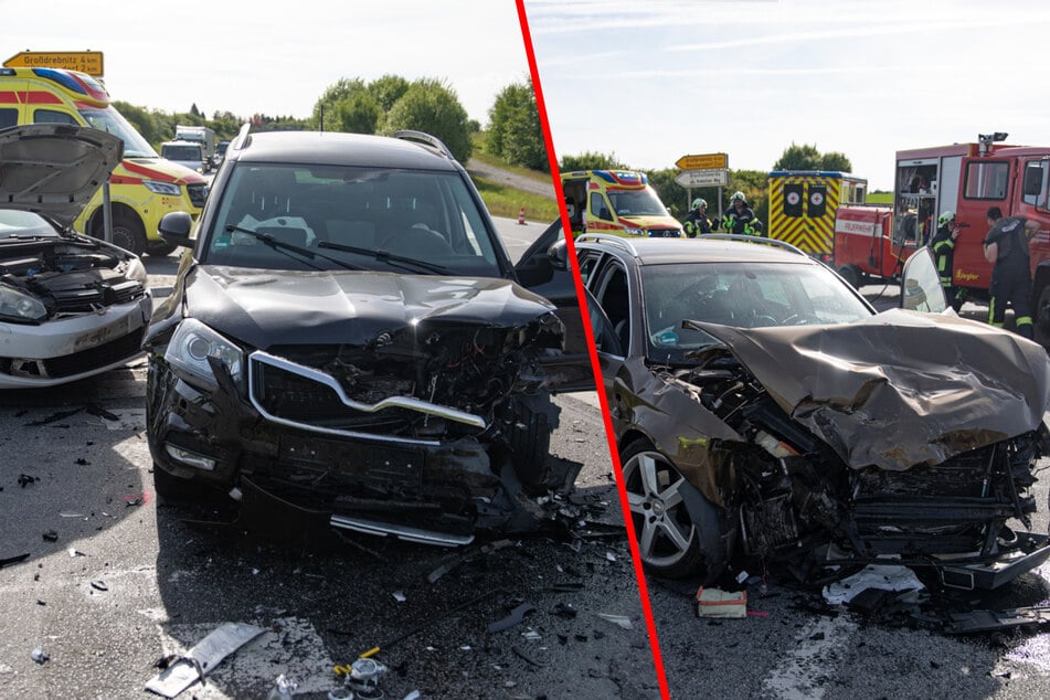 Heftiger Crash mit drei Autos in Ostsachsen: Zwei Frauen schwer verletzt!