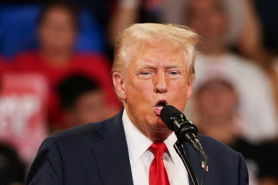 Republican presidential nominee Donald Trump speaks during a campaign in Atlanta, Georgia.