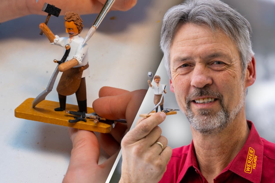 Seiffener drechselt Friedens-Schmied: "Nehme mir die Freiheit, ein Statement zu setzen"