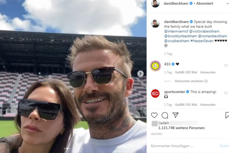 David und Victoria Beckham. Stolz zeigt der 44-Jährige seiner Frau sein Stadion.