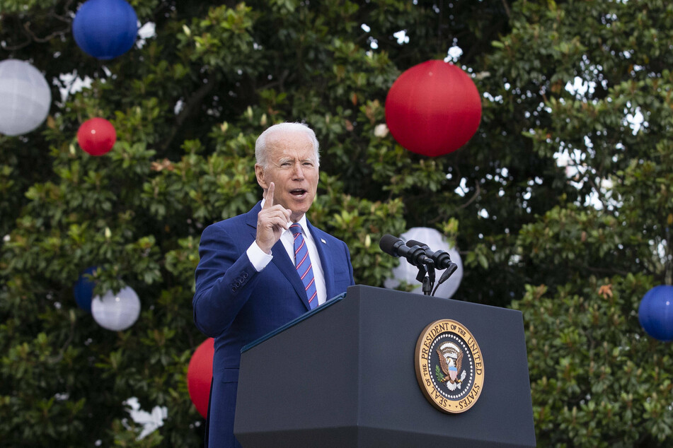 President Biden delivers remarks on the South Lawn of the White House on July 4.