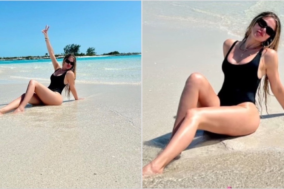 Khloé Kardashian flaunts frame in stunning black swimsuit
