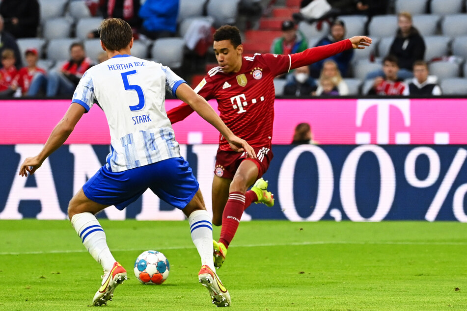 Der dritte Streich: Jamal Musiala (r.) trifft sehenswert zum 3:0. Wenig später wurde der Youngster unter Standing Ovations ausgewechselt.