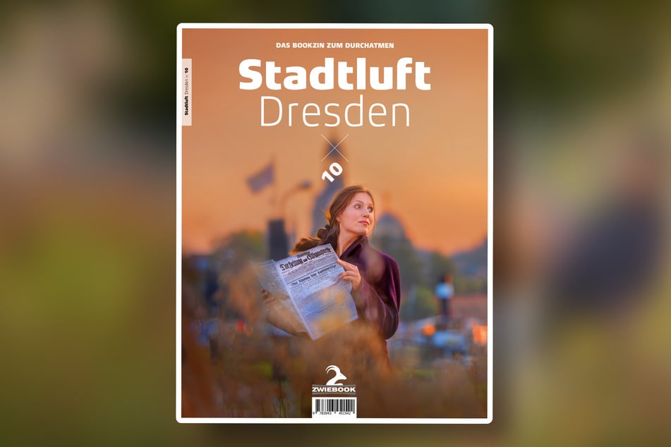 Schriftstellerin Charlotte Gneuß mit 100 Jahre alter Dresdner Zeitung auf dem Titelbild.