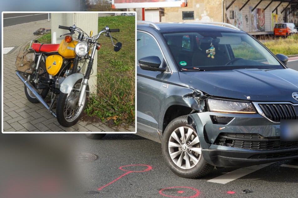 Kreuzungscrash in Döbeln: Simson-Fahrer schwer verletzt