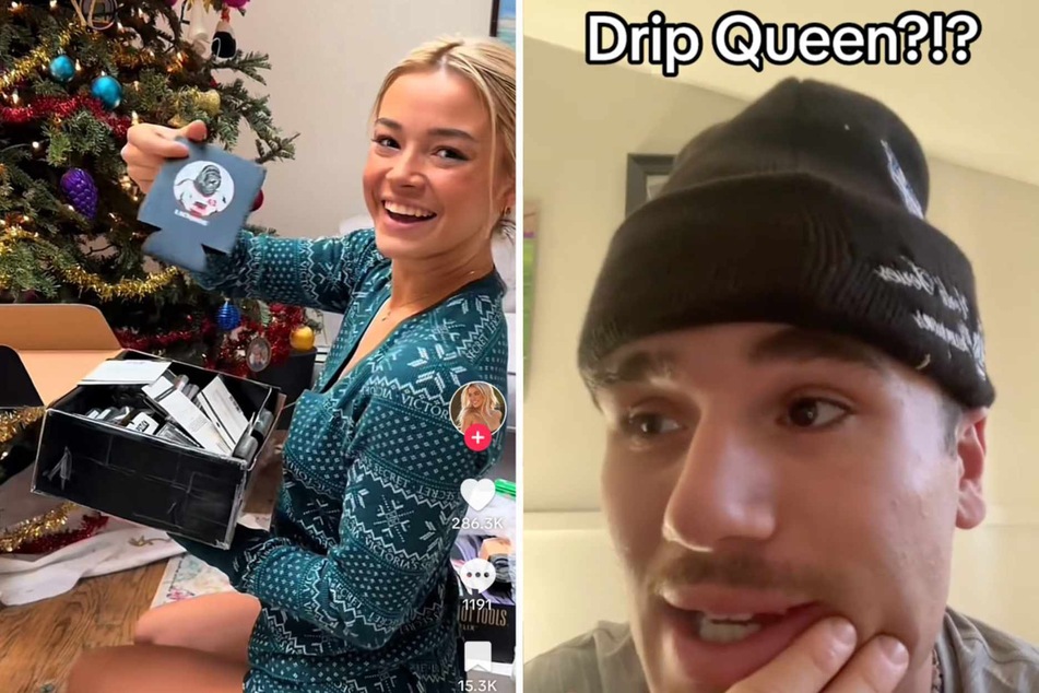 Signs are pointing to Olivia Dunne (l.) being crowned the queen of drip after she posted a viral TikTok of a Christmas gift from fellow athlete-influencer Drip King (r.)