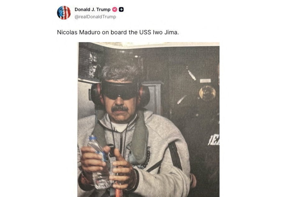 Trump released a photo of Maduro in custody via his Truth Social page.