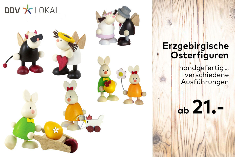 Erzgebirgische Osterfiguren in verschiedenen Ausführungen ab je nur 21 Euro.