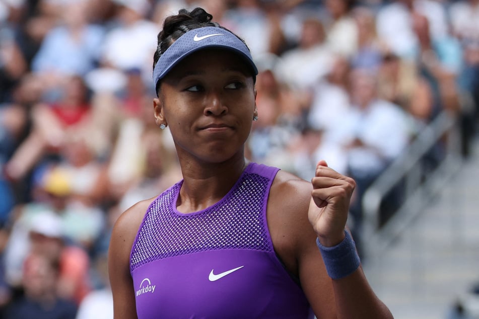 Naomi Osaka celebrates winning her second round match against Hailey Baptiste (not pictured) on day five of the 2025 US Open tennis tournament.