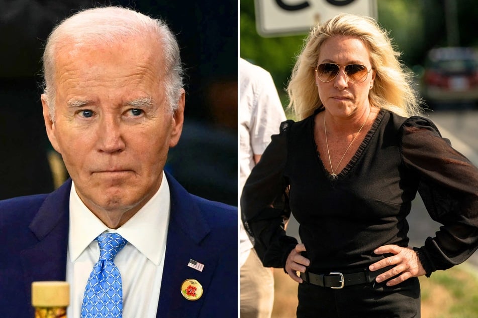 Marjorie Taylor Greene (r.) claims President Joe Biden (l.) is trying to start World War III by allowing Ukraine to use US missiles to strike Russia.