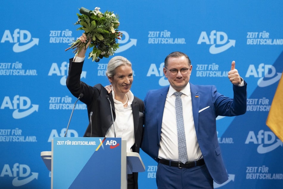 Alice Weidel (45) wurde einstimmig als Kanzlerkandidatin gewählt. Neben ihr: Tino Chrupalla (49), AfD-Bundesvorsitzender und Fraktionsvorsitzender der AfD.