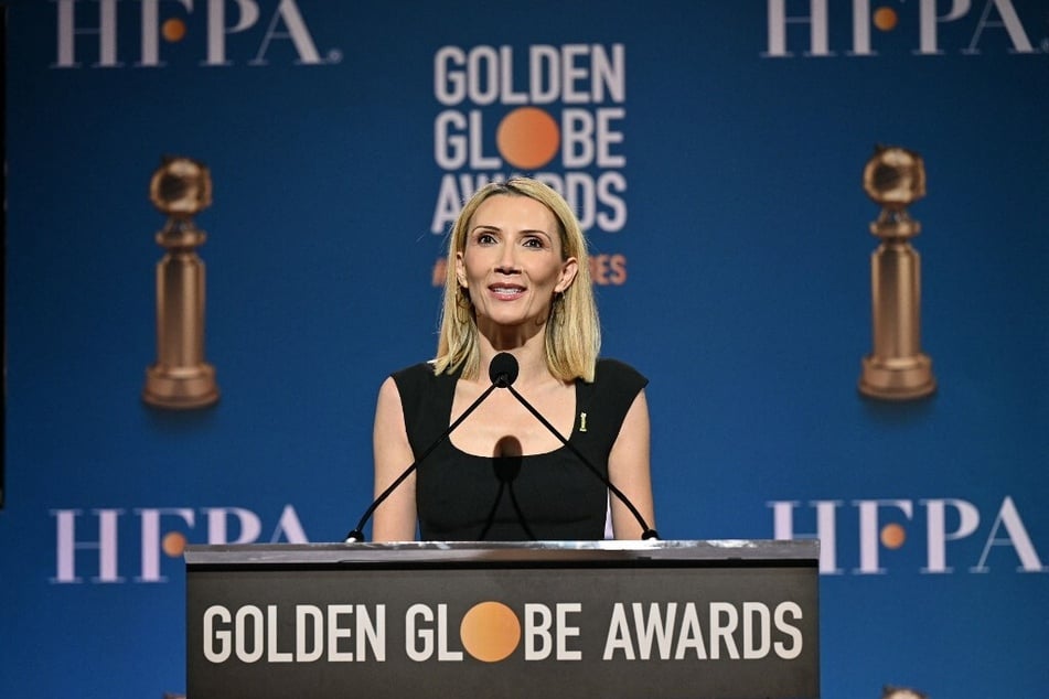 Helen Hoehne, president of the Hollywood Foreign Press Association, attends the nominations announcement for the 79th Golden Globe Awards.