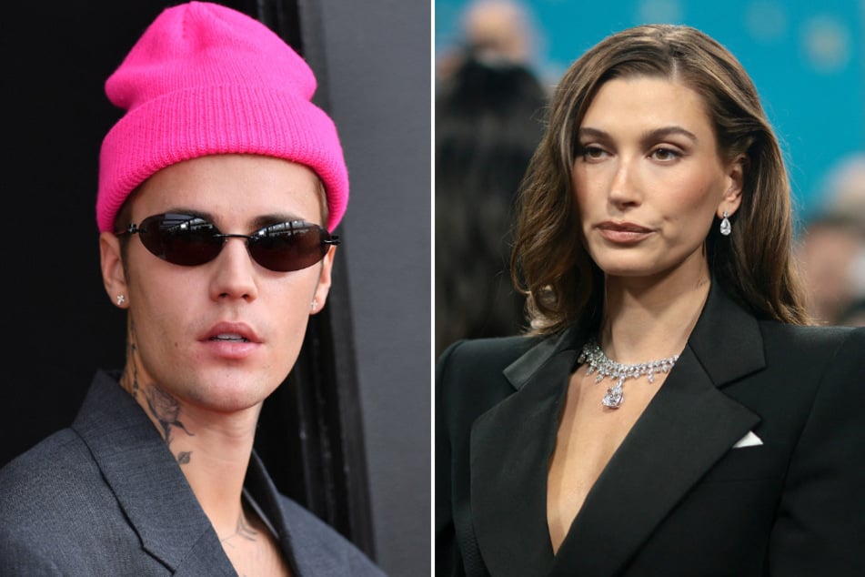 Hailey Bieber's (r.) recent ringless outings in New York City, alongside Justin Bieber's (l.) cryptic posts online, have fueled divorce rumors.