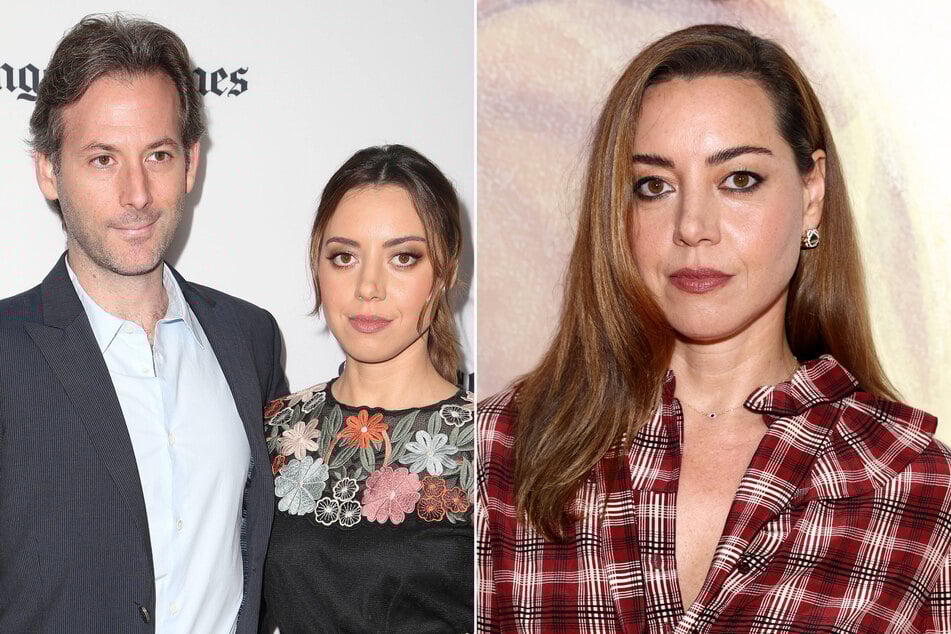 Aubrey Plaza said grieving her husband Jeff Baena (l.) has been a "daily struggle" for her.