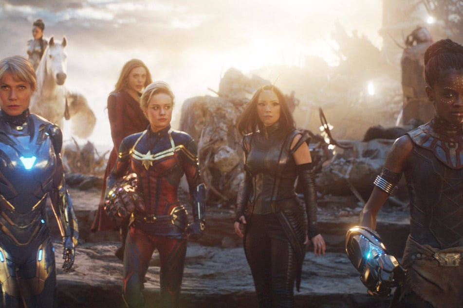 (From l to r) Gwyneth Paltrow as Pepper Potts, Tessa Thompson as Valkyrie, Brie Larson as Captain Marvel, Pom Klementieff as Mantis, and Letitia Wright as Shuri in Avengers: Endgame.