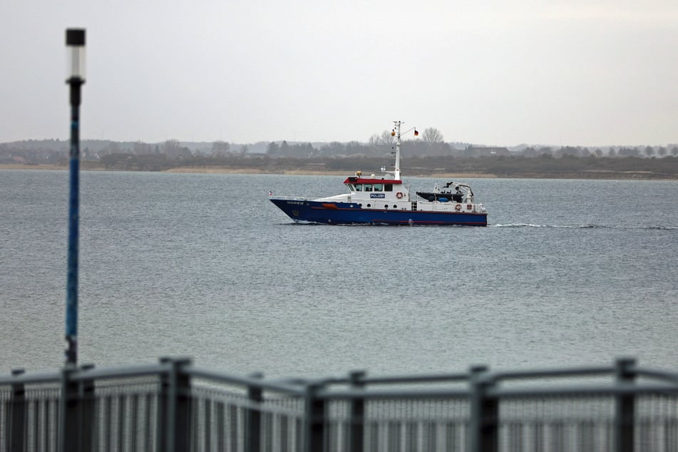 Ein Boot der Wasserschutzpolizei hält derzeit Ausschau nach dem Wal.