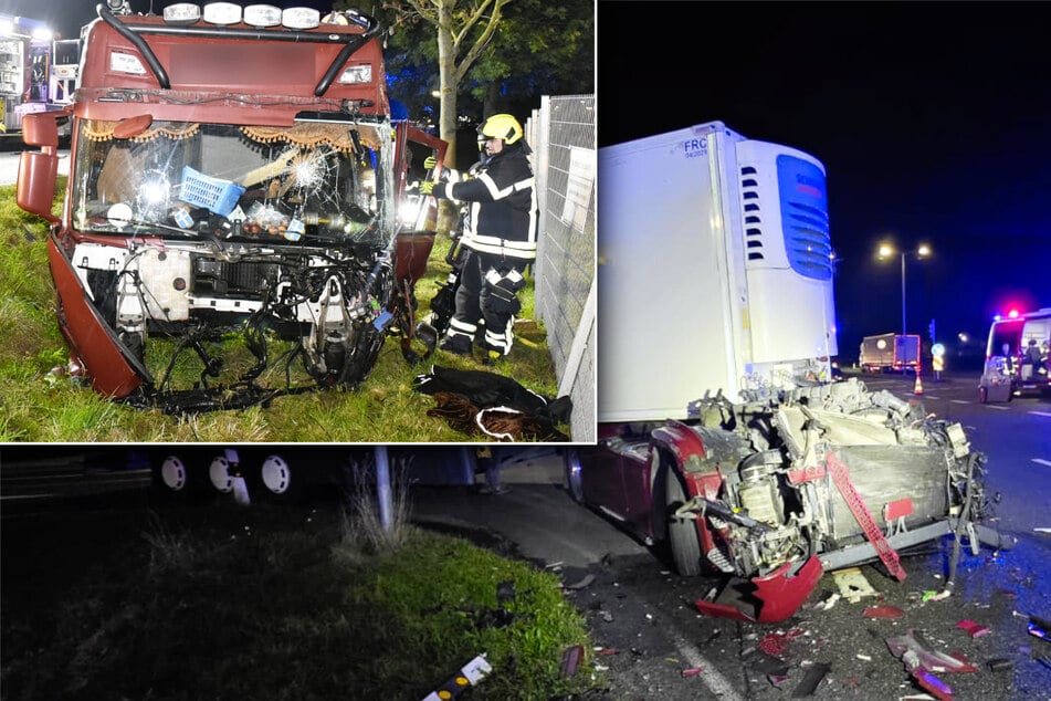 Heftiger Unfall in Sachsen: Lkw-Führerhaus reißt ab und rutscht meterweit in Graben