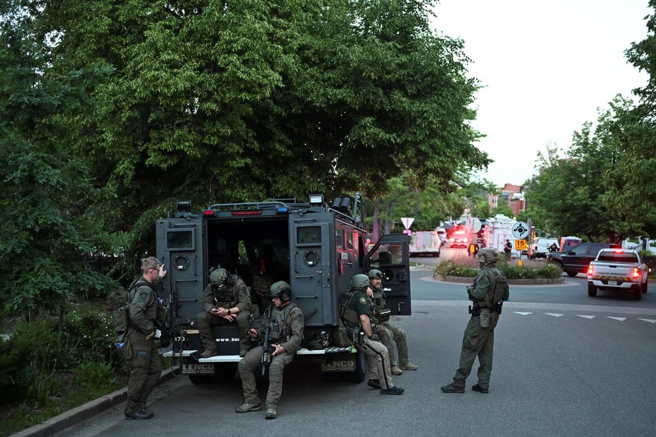 Police gather near the scene of an attack that injured multiple people in Boulder, Colorado, on June 1, 2025.