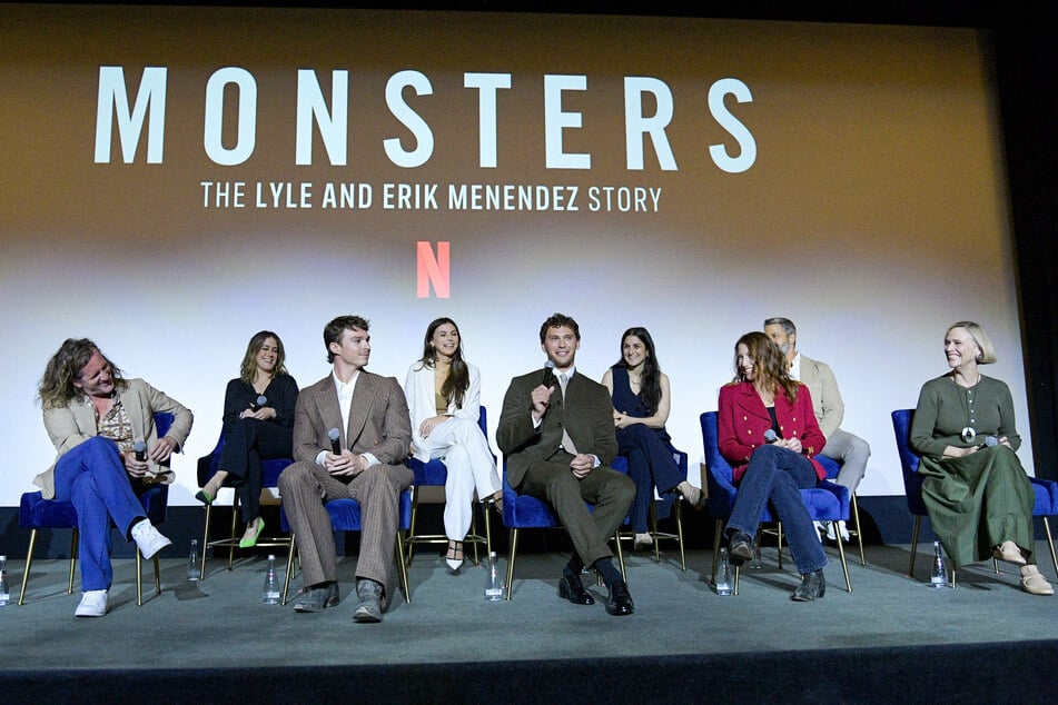 The cast speaks onstage during Netflix FYSEE: Monsters: The Lyle and Erik Menendez Story ATAS Official at the Pacific Design Center in West Hollywood, California, on May 20, 2025.