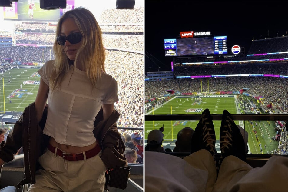 Kurz vor den Paparazzi-Schnappschüssen posierte die 28-Jährige im Stadion.